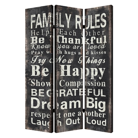 Homeroots 48 x 72 in. Multi-Color Wood Canvas Family Rule Screen 277086